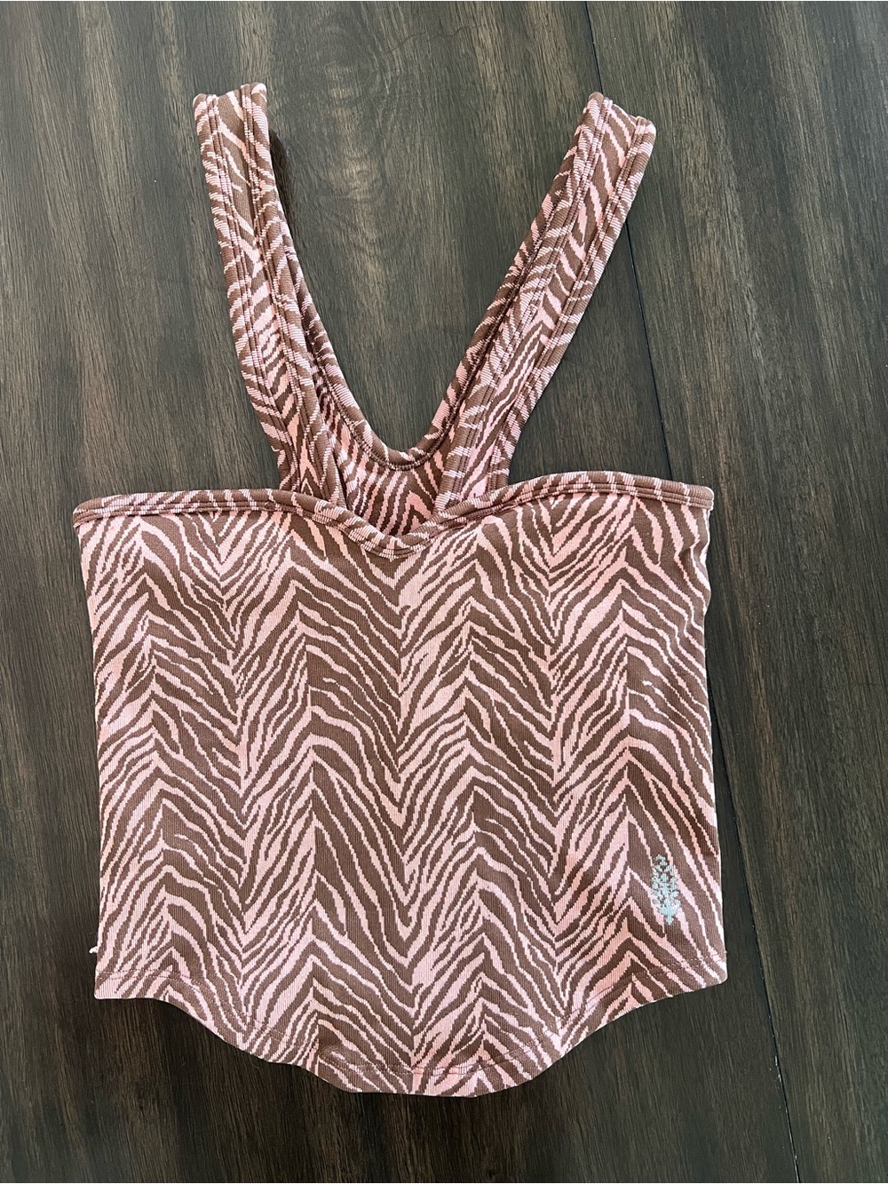 Free People Movement Pink and Brown Zebra-Print Tank